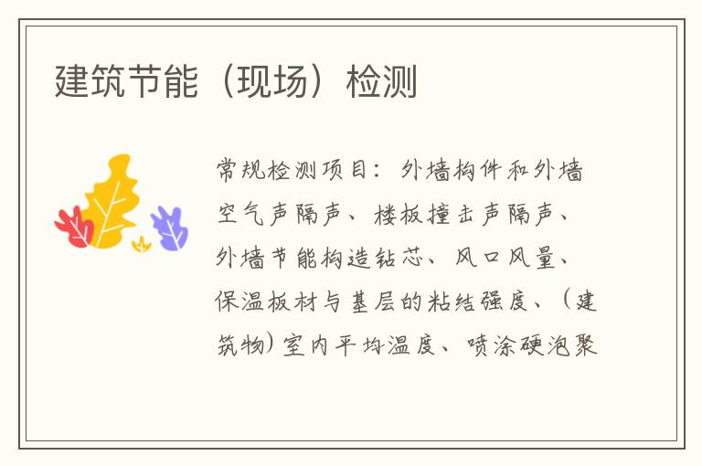 建筑節能（現場）檢測