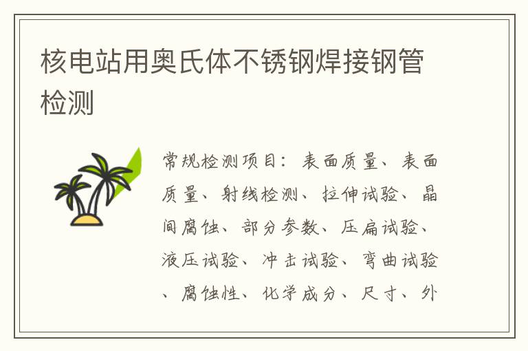 核電站用奧氏體不銹鋼焊接鋼管